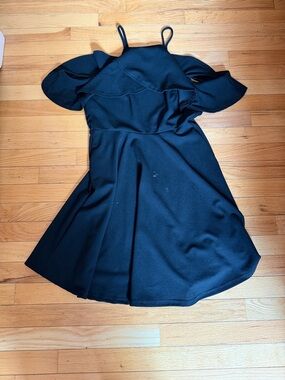 She + Sky Black One-Shoulder Fit & Flare Dress